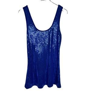 Express Blue Sequin Tank Sz Small Night-Out Glam Sparkle